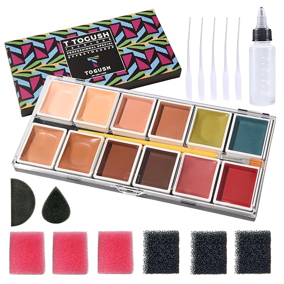 Alcohol Activated Makeup Palette, 12Color SFX Makeup for Halloween