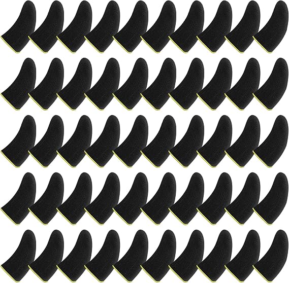WLLHYF 50pcs Carbon Gamer Finger Thumb Sleeves, Breathable Anti Sweat Compression Support Seamless Touchscreen Finger Cover Mobile Phone Gaming Stabilizer Compatible with All Touchscreen Devices