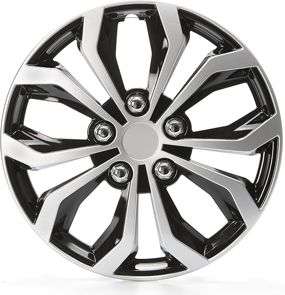 Unitec Daytona Hub Caps 16 Inches Black / Silver Pack of 4 Black/silver