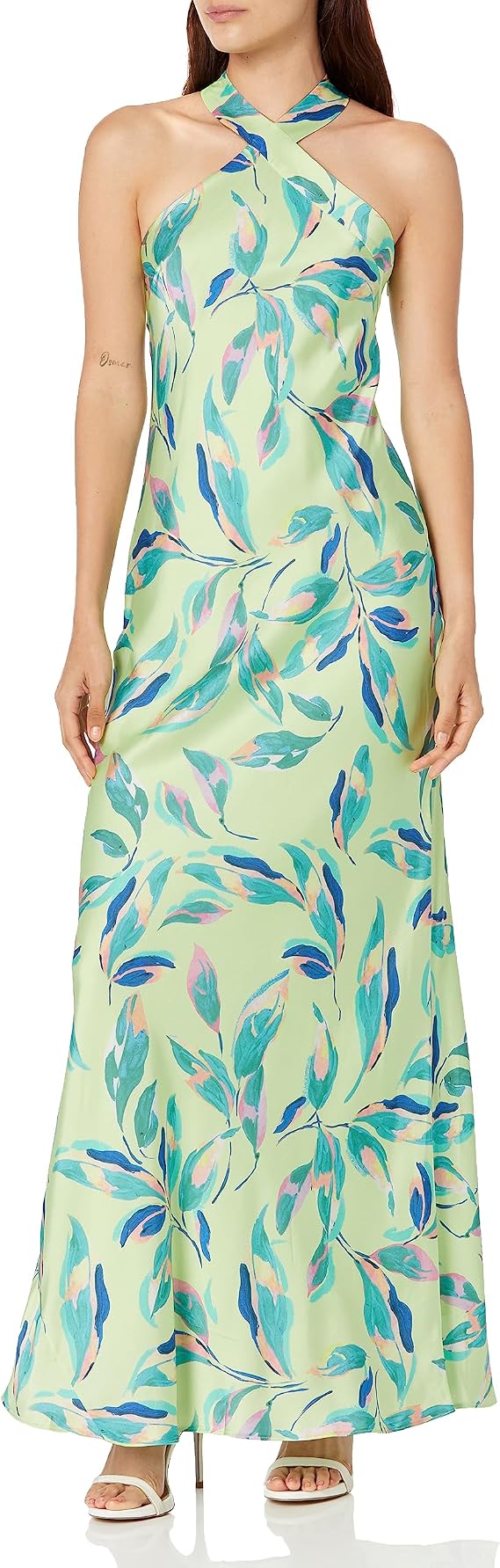 Aidan Mattox Women's Printed Halter Neck Long Dress