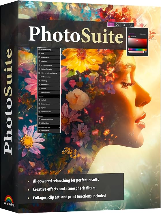 Photo Suite – AI Photo Editing Software for Beginners & Pros: Edit and Retouch Photos, Create Effects & Collages for Win 11 and 10