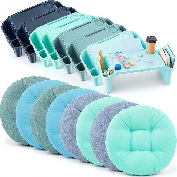 Supervitae 16 Pcs Kids Lap Desk & Flexible Seating Classroom, Bule & Green