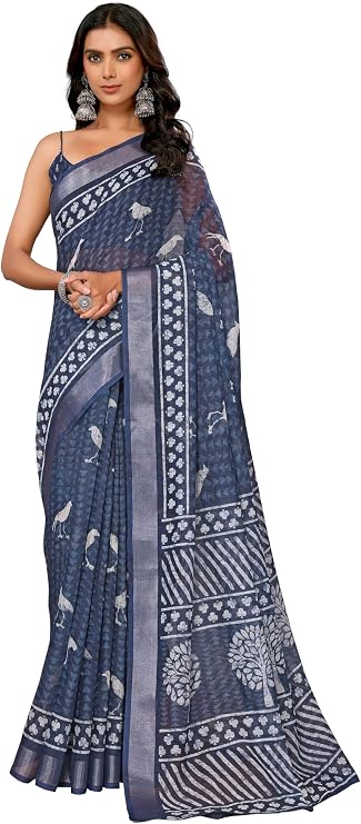 Janasya Indian Saree for Women Festive Look Saree with Unstitched Blouse