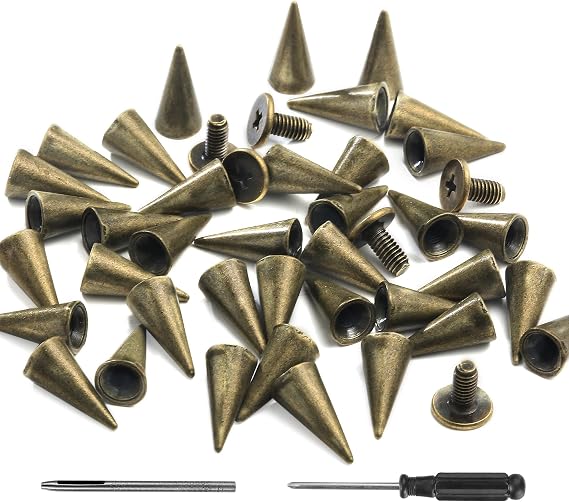 YORANYO 100 Sets Spikes and Studs 12MM Spikes for Clothing Metal Studs Rivets for Leather Punk Spikes Rivets Screw Back Studs and Spikes for Clothing Shoes Belts Bags Hats 15/32 Inch (Bronze)