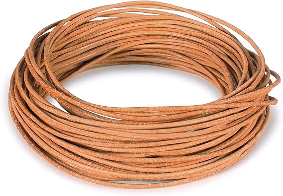 BEADNOVA Genuine Round Leather Cord Natural Leather Strips for Jewelry Making Bracelet Necklace Beading (11 Yards,1.0mm)