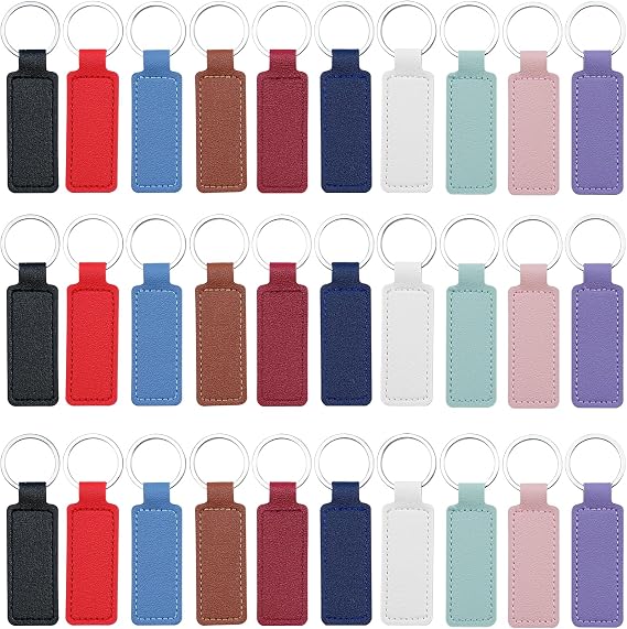 30 Pcs Leather Keychain Blanks for DIY Craft - Engraving Blank Sublimation Keychains