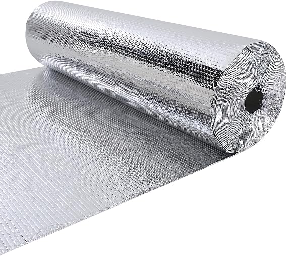 The Fellie Bubble Reflective Insulation Roll - Double Side Foam Core Radiant Barrier Aluminium Foil Panel for Window, Roof, Attic, Garage, Greenhouse - 3mm, 47in x 32ft
