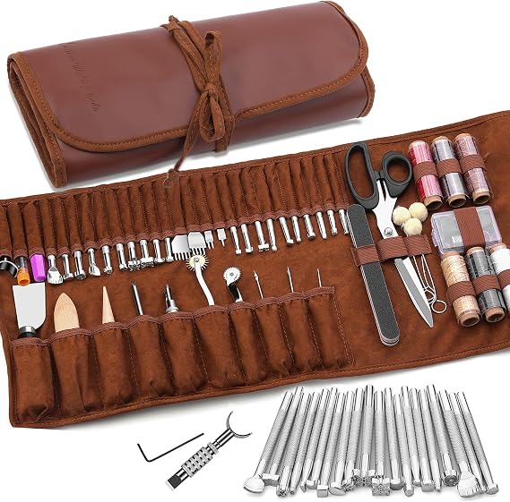 TLKKUE Leather Working Tools Leather Craft Tools for Carving Stamping