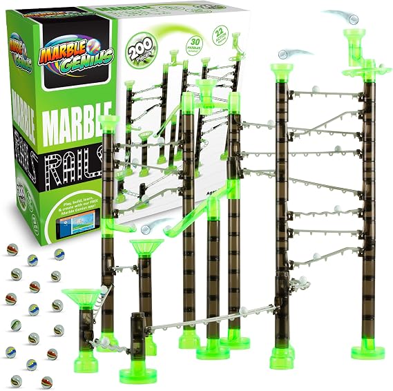 Marble Genius Marble Rails Starter Set, 200 Pieces, STEM Toy