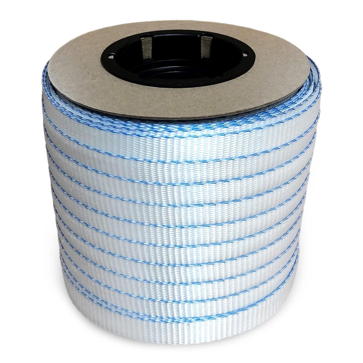 IDL Packaging 34 x 250 Mini Woven Cord Strapping Roll of 6 x 3 Core Size, 2400 lbs Break Strength, White Pack of 1 - Poly Cord Strapping with Re-Tightening Option