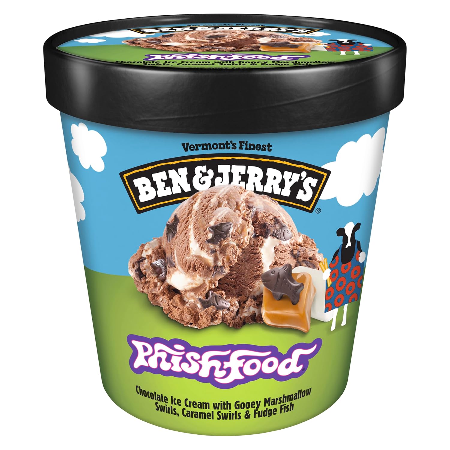 Ben & Jerrys Phish Food Ice Cream Pint Non-GMO 16 oz