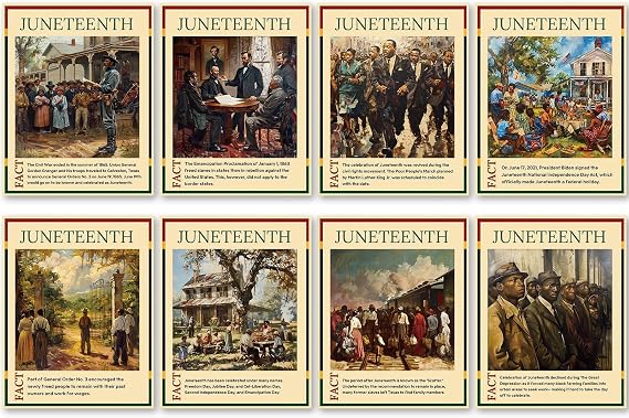 DoneJPee 8 Pieces Juneteenth Posters - History & Freedom Day Wall Art Decorations 14x11 Inches, Juneteenth Educational Bulletin Board Posters for Classroom, Office, Home Decor