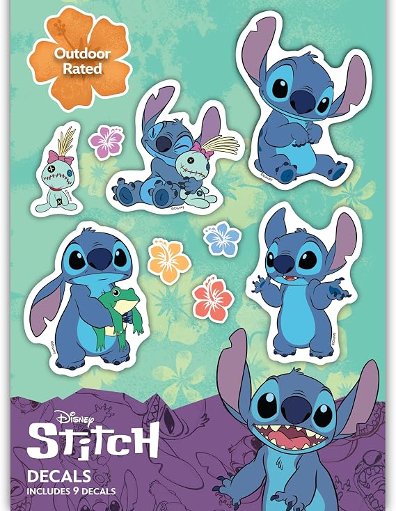 Disney Lilo and Stitch Decals - Set of 9 Lilo and Stitch Stickers for Kids and Adults - Vinyl Decals for Laptop, Tumbler, Water Bottle, Vehicles - Licensed Disney Stickers