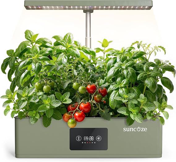 SUNCOZE Hydroponics Growing System Kit with 24W Dimmable LED Light, Green