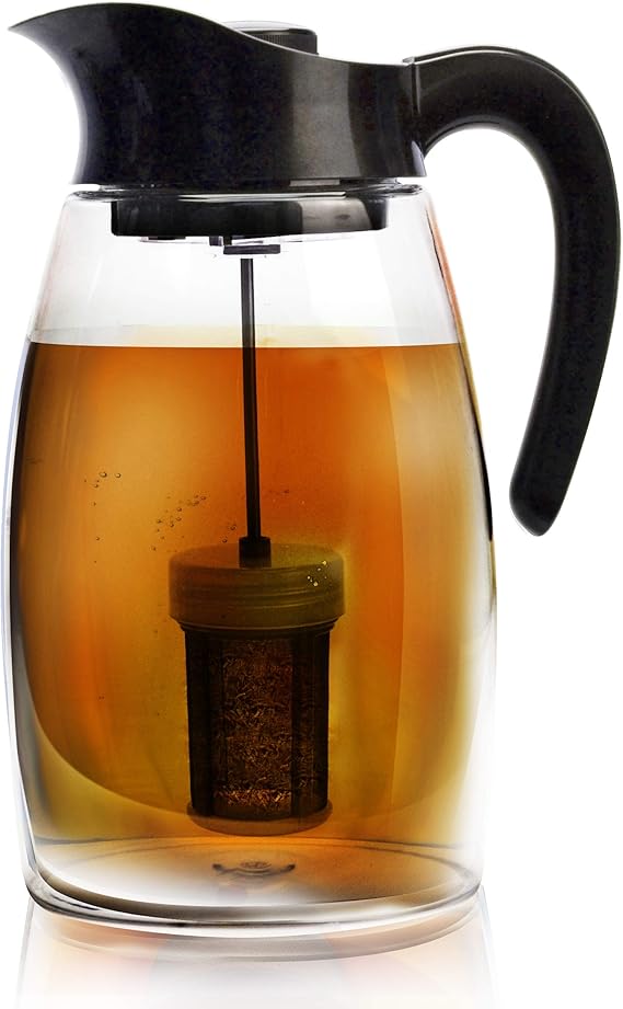 Primula Flavor-It Beverage System, Includes Large Capacity Fruit Infuser Core, Tea Infuser Core, and Chill Core, Dishwasher Safe Pitcher, 2.9-Quart, Black