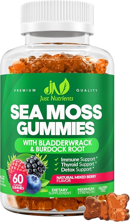 Sea Moss 3000mg Gummies with Bladderwrack and Burdock Root for Men & Women