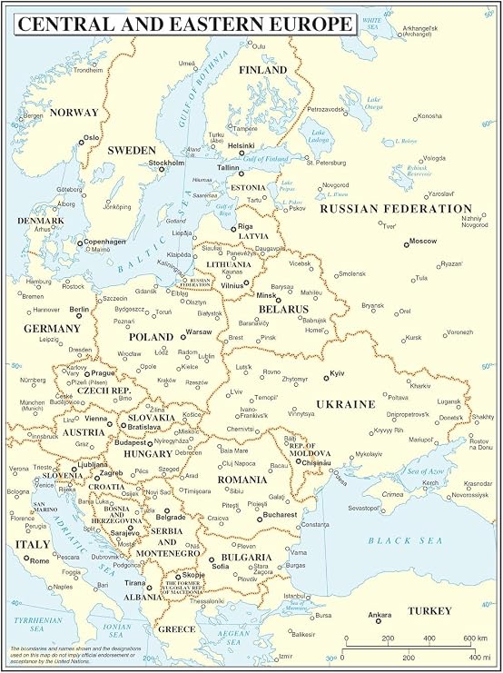 Gifts Delight Laminated 24x32 Poster: Central and Eastern Europe Map