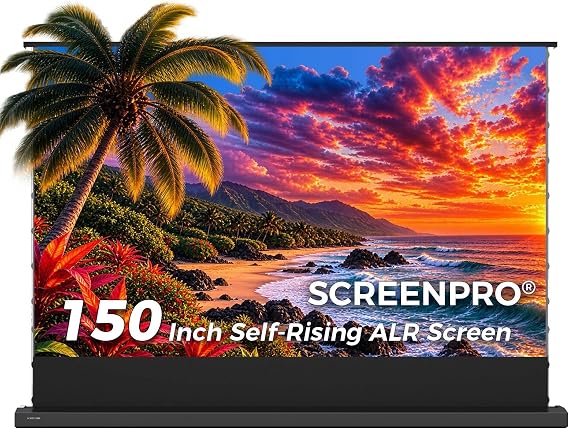 150" Floor Rising ALR Projector Screen, Motorized, 16:9 4K