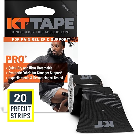 KT Tape, Pro Synthetic Kinesiology Athletic Tape, 20 Count, 10 Precut Strip