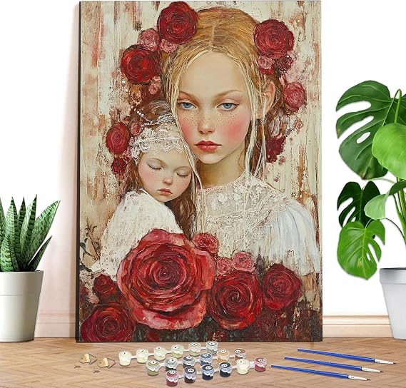 Reofrey Paint by Numbers Kit for Adults Mother's Day - 16x20Inch/40x50cm Canvas, Paint by Number - Acrylic Paint Set - Relaxing DIY Art for Beginners & Experts - Home Wall Decoration ER75