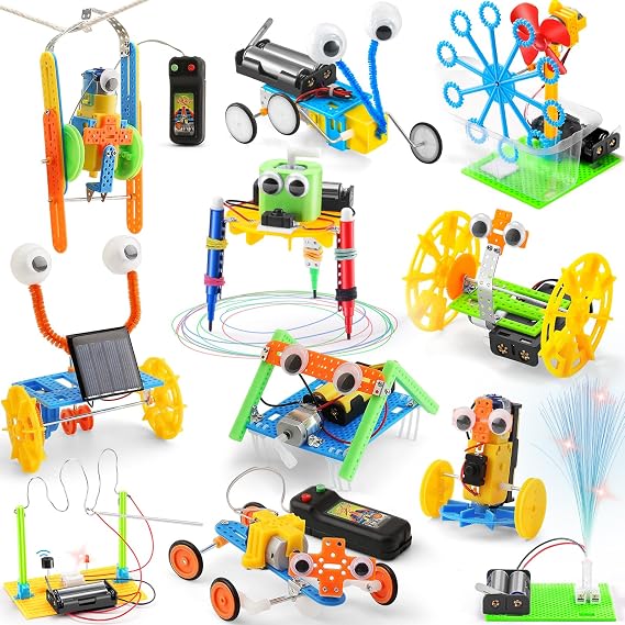 11 Set STEM Science Kits, Robotics Activities Projects Experiments for Kids, Build a Robot Kit for Girls, DIY Crafts for Boys 7+ Year Old, Engineering Toys Electronic Gifts for 6-12 yr