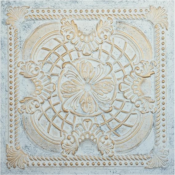 Artistic Ceiling Tiles, Emboss Interior wall Panel, Ceilings for Restaurant, PL31 10tiles/lot (Aged White Gold)