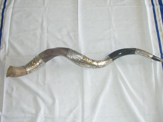 Evangelical Christian Kudu Shofar - 32"-34" Yemenite Style with Sterling Silver Plating
