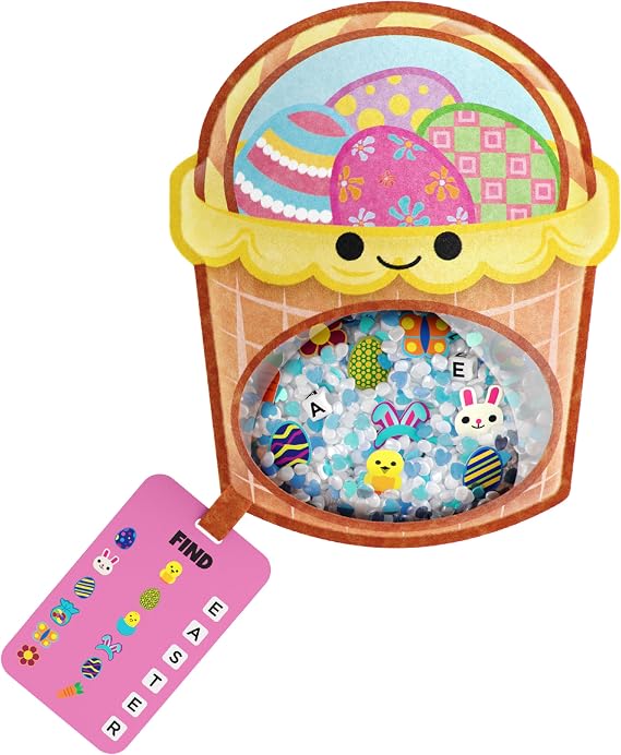 Vango BIZYBOO Basket - Easter Egg Seek & Find Plush Travel Toy for Kids 2+