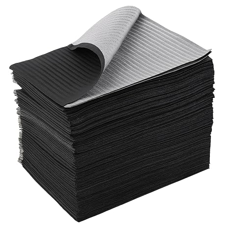 125 PCS Dental Bibs Disposable, 3 Ply Waterproof Black Patient Bibs
