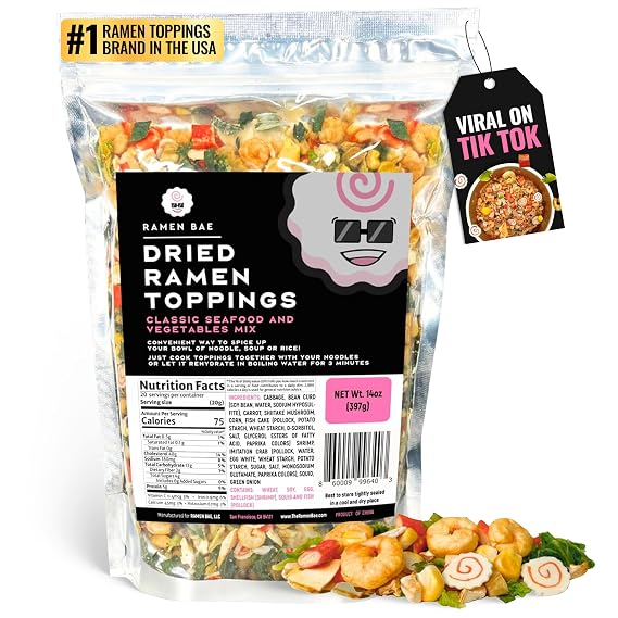 Ramen Bae Seafood & Veggie Mix Ramen Toppings - Low Fat, Low Sodium