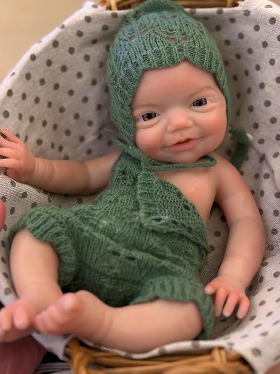 Abenduot 13 Inch Open Mouth Full Body Silicone Baby Dolls Realistic Reborn Doll Boy Anatomically Correct