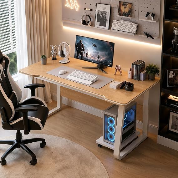Modern Gaming Desk, PC Table Student Writing Desks, Modern Wood Desk for Computer, Gamer Table for Home, Office (Natural, 80x50cm)