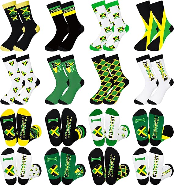 Hercicy 8 Pairs Jamaican Socks for Men Women Jamaican Independence Day Gift