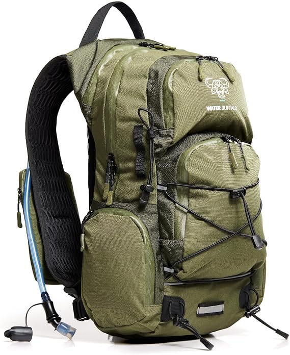 Water Buffalo Sherpa 22L Hiking Hydration Backpack, 2L Bladder | Hiking Backpack with Water Bladder, Waterproof Zippers, Phone Compartment, Trekking Pole Holders, Padded Straps