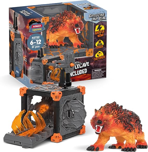 Schleich Eldrador - 31Pc Battle Cave Lava Bear Playset - Kids 7+ | 42732 | Monster Figurine, Battle Creature Toy for Boys 7+, Fantasy Beast, Action Figure Gifts, Screen-Free Imaginative Pretend Play