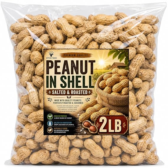 Peanuts In Shell | 2 LB Bulk Value Pack | Roasted & Salted - Healthy natural snack, Perfect for office, share and TO-GO - Crunchy Whole Peanuts, Classic Snack