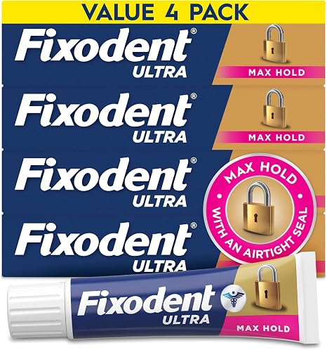 Fixodent Ultra Max Hold Secure Denture Adhesive Cream for Full and Partial Denture Wearers, 2.2oz (Pack of 24)
