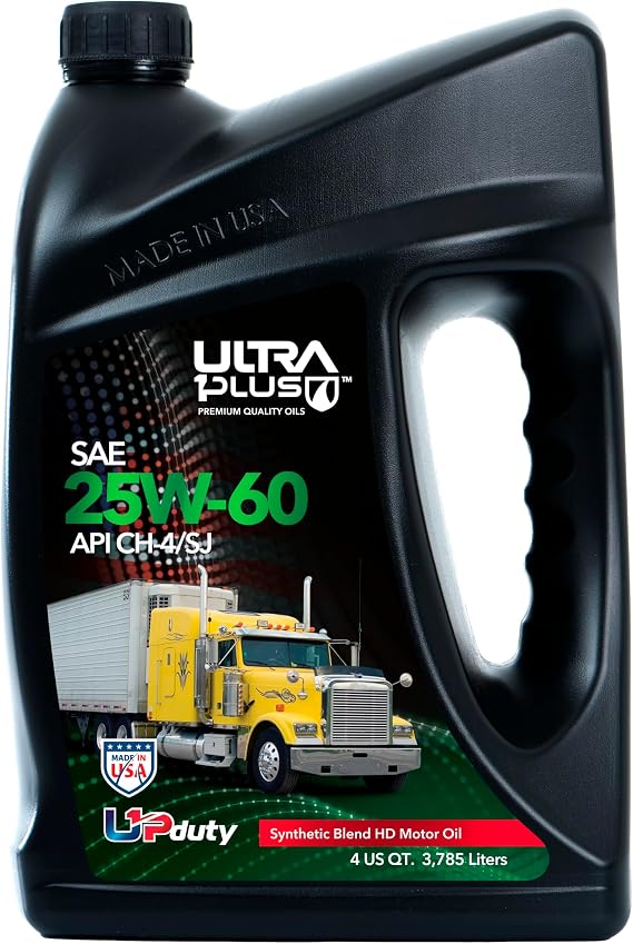 ULTRA 1PLUS SAE 25W-60 Synthetic Blend Heavy-Duty Motor Oil API CH-4/SJ (Green) (1 Gal / 3.78 L)