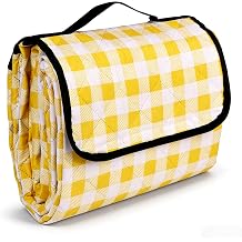 Wapodeai Picnic Blankets, 60''x 80'' Waterproof and Foldable - Durable, Spacious, and Portable Outdoor Blanket for Families, Perfect for Parks, Beaches, and Nature Excursions,and Camping(Yellow)