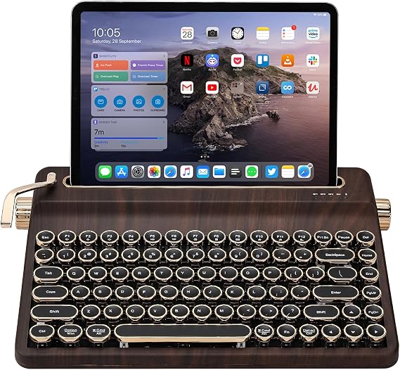 YYUNZII QL75 Retro Typewriter Hot Swap RGB Keyboard(Wood, Onyx Tactile)
