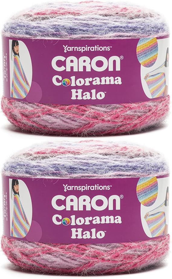 Caron Colorama Halo Striped Soft Yarn for Crocheting, Pansy Purple, 2-Pack