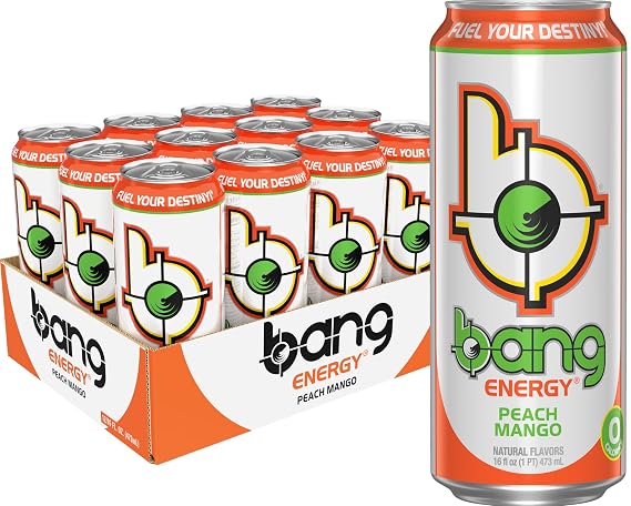 Bang Energy Peach Mango, Sugar-Free Energy Drink, 16-Ounce