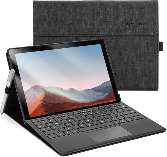 Omnpak Case for Microsoft Surface Pro 7/6/5/4, 12.3" Multi-Angle Stand | Stylus Holder, Shockproof Protective, Compatible with Type Cover Keyboard, Travel Work Office,Keyboard Not Included