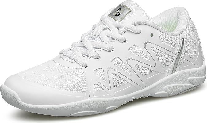 BAXINIER Girls White Cheerleading Dance Shoes | Lightweight Youth Competition Cheer Sneakers Kids Training Tennis Shoes