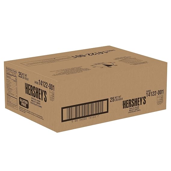 HERSHEY'S SPECIAL DARK Chocolate Baking Chips, Baking, Gluten Free, No Preservatives, 25 lb Bulk Case