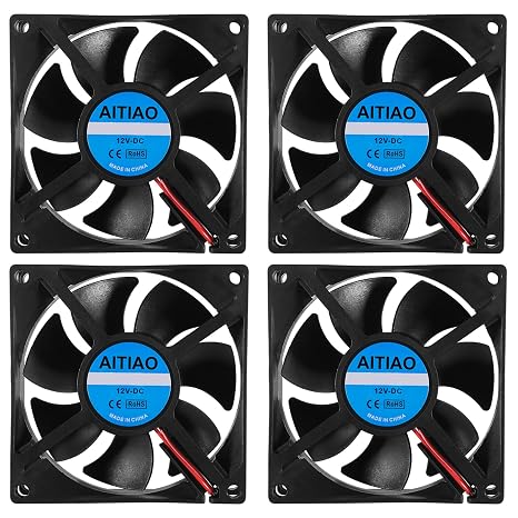 4PCS 8025 Dual Ball Bearing Quiet Computer Case Fan 12V DC 80mm 80mm 25mm High Speed Muffin Cooling Fans for 3D Printer Computer Case Fan CPU Coolers DIY Cooling Ventilation Projects