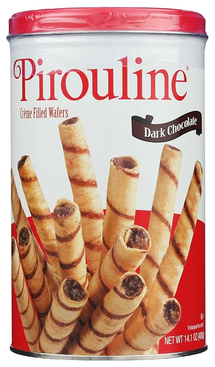 Creme De Pirouline, Wafers Rolled Dark Chocolate Filled Tin, 14.1 Ounce