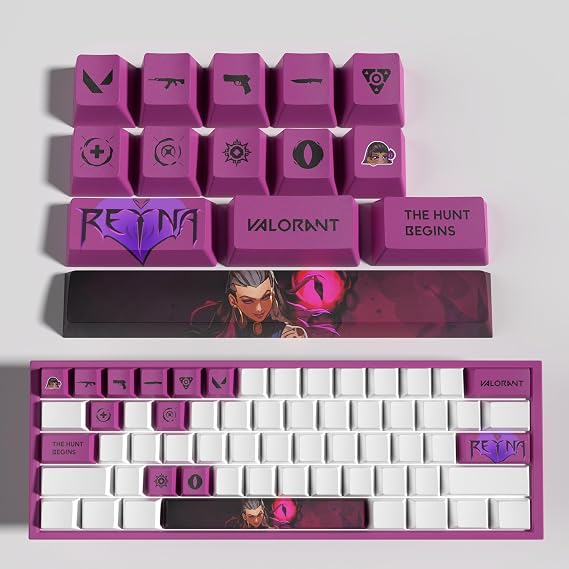 Valorant Custom Keycaps OEM Profile 14keys PBT Dye Sub Keycap Set for Mechanical Keyboards, Valorant Gift Gaming Accessories for Gamer (Reyna)