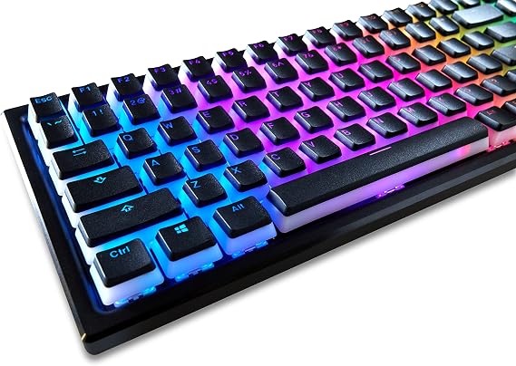 Glacier Frosted Keycaps, PBT, Double Shot, OEM Profile, Shine Through Legends, for Mechanical Keyboard Compatible with 60%/65%/75%/80%/96%/100% (Black)