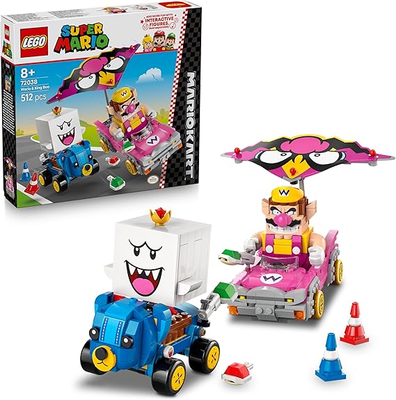 LEGO Super Mario: Mario Kart – Wario ve King Boo 72038 – 8+ Yaş Çocuklar için Wario ve King Boo Figürleri ile İki Kartlı Yaratıcı Oyuncak Yapım Seti, Eğlenceli Hediye Fikri ve Oyun Deneyimi (512P)